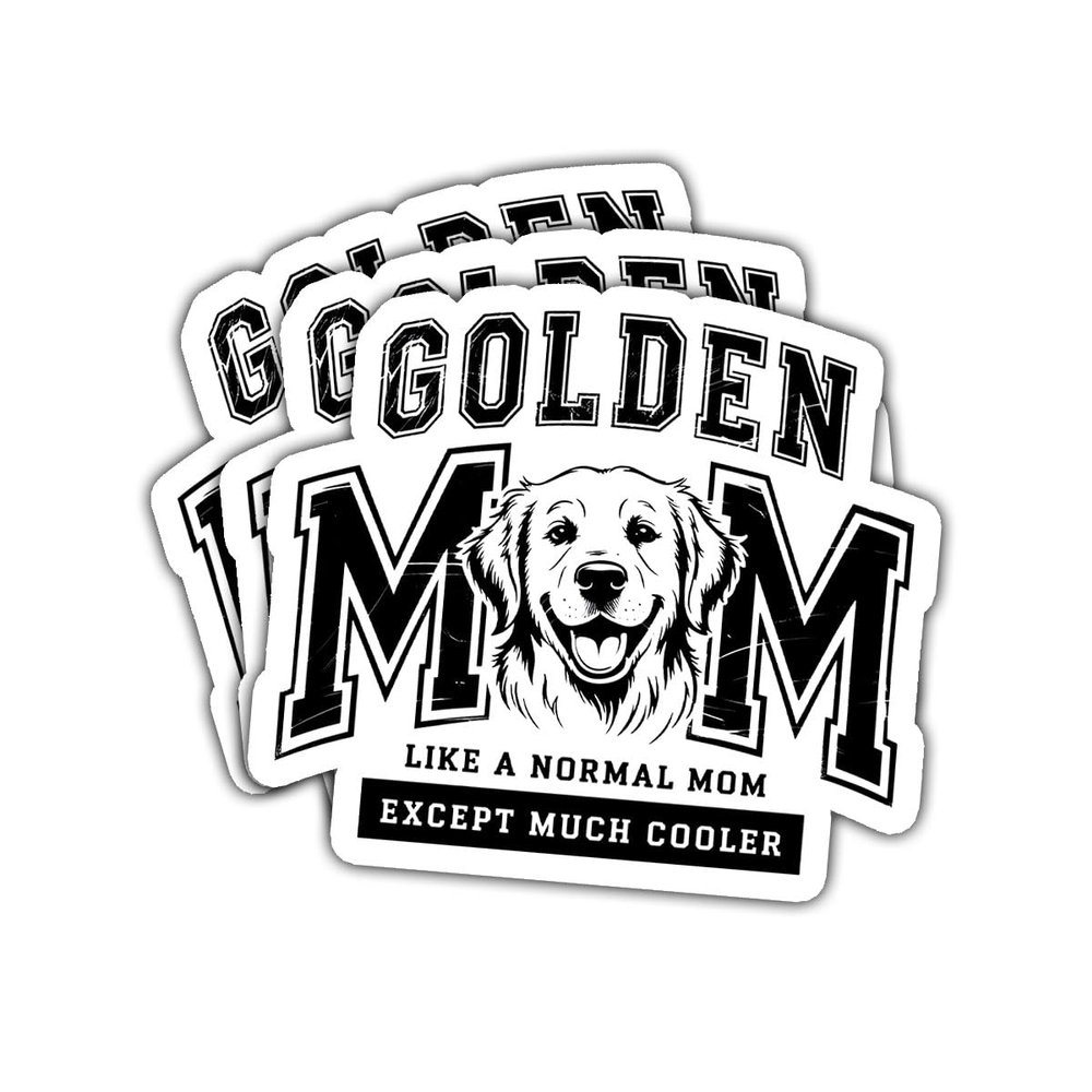 3 Pcs Golden Retriever Mom Like Normal Mom Except Much Golden Sticker, Funny Dog Lover Vinyl Decal for Women, Pet Parents, Laptop, Water Bottle, Notebook, Scrapbook, Journal, Car Window 3 Inches