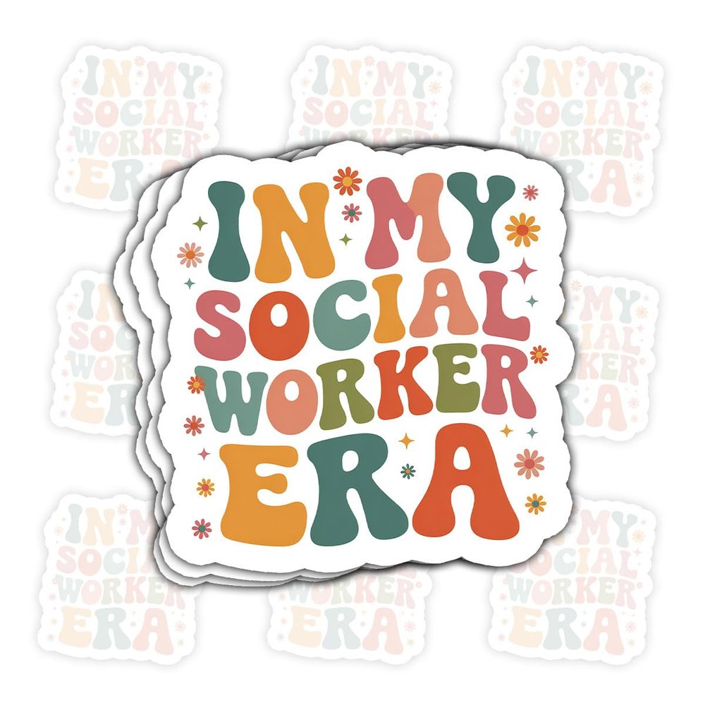 3 Pcs in My Social Worker Era Sticker Funny Quote Vinyl Decal for Therapist, Case Manager, Counselor, Graduate Student, MSW Student, Hospital Social Work Staff, Laptop, Hydroflask, Notebook 7 Inches