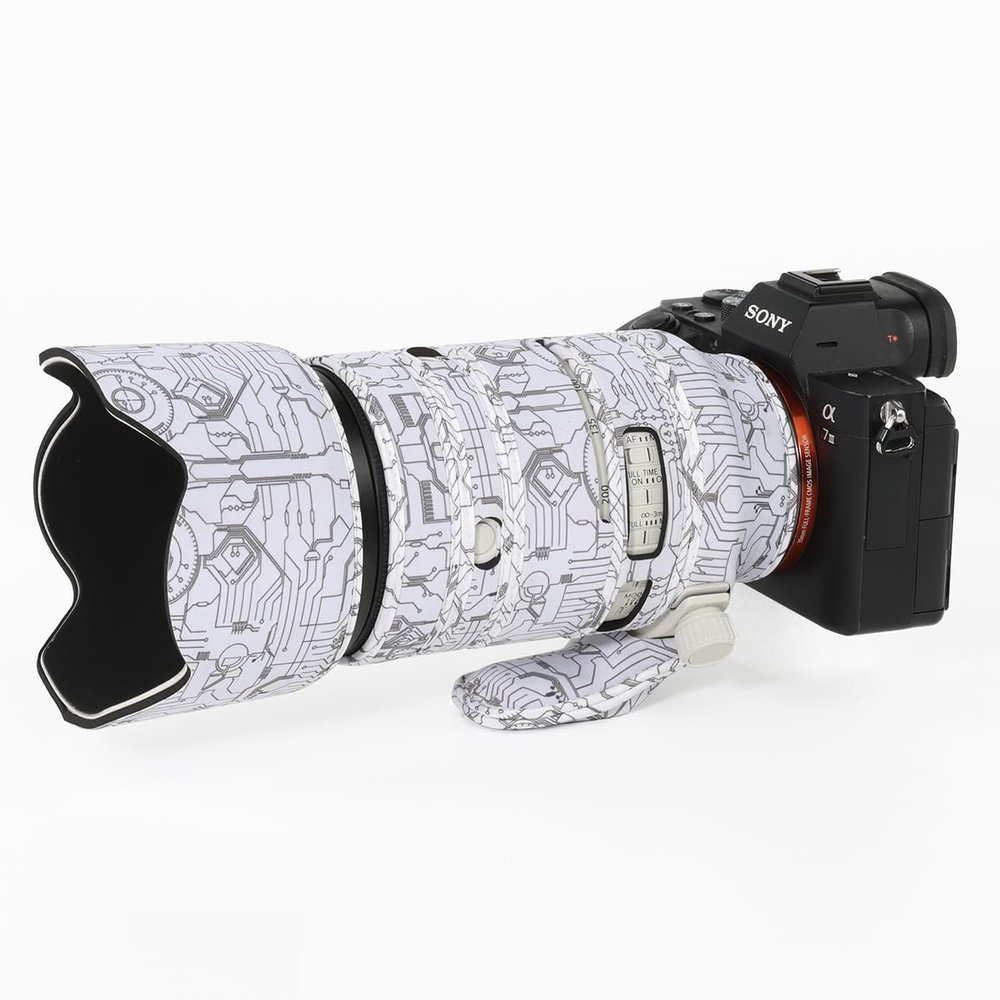 CHASING BIRDS Lens Camouflage Waterproof Coat for Sony FE 70-200mm F2.8 GM OSS Rainproof Lens Protective Cover Version IV (Electric White, with 1.4X TC (SEL14TC))