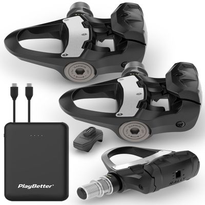 Garmin Rally RK210 Dual-Sensing Power Meter Bundle - Rechargeable, Easy-to-Transfer, Look KEO Cleat Compatible with PlayBetter Portable Charger