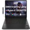 HP OMEN AI Gaming Laptop 16.0" 144Hz IPS WUXGA Display (AMD Ryzen 9 8940HX, GeForce RTX 5060 8GB, 32GB DDR5, 1TB PCIe SSD, 3-Zone RGB KB, WiFi 6E, Webcam, Win 11 Pro) w/DKZ USB Port Expander view 1
