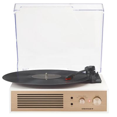 Crosley CR6045A-CR Miles 3-Speed Bluetooth in/Out Record Player Turntable with Built-in Speakers, Crme