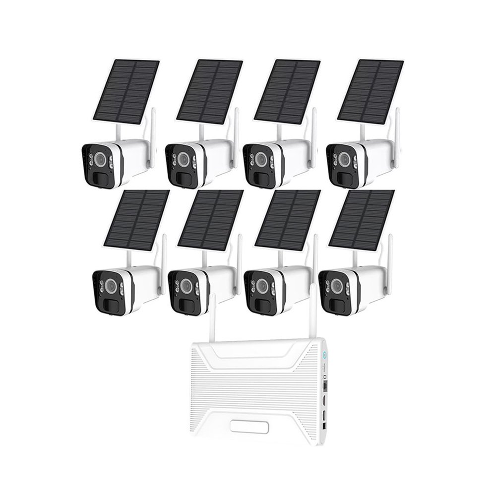 AKAVIG 8CH Outdoor 4MP HD Solar Power Security Camera System with 8 Cameras, Wireless WiFi Solar Home Surveillance NVR Kit with Two-Way Audio, Motion Detection