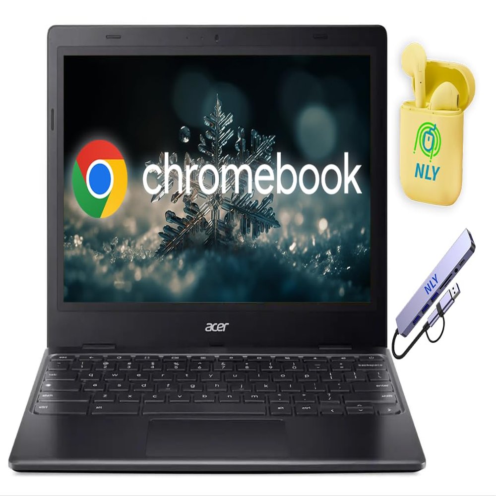 acer 11.6" Lightweight Chromebook Laptop Computer, Intel Celeron Dual Core Processor, 4GB RAM 576GB Storage (64GB eMMC+512GB Docking Station Set), Intel UHD Graphics, Chrome OS, NLY Earphones, Black