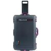 Charcoal Pelican 1615 Air case with Magenta Handles & latches. Comes Empty & with Wheels. view 1