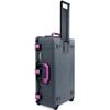 Charcoal Pelican 1615 Air case with Magenta Handles & latches. Comes Empty & with Wheels. view 2