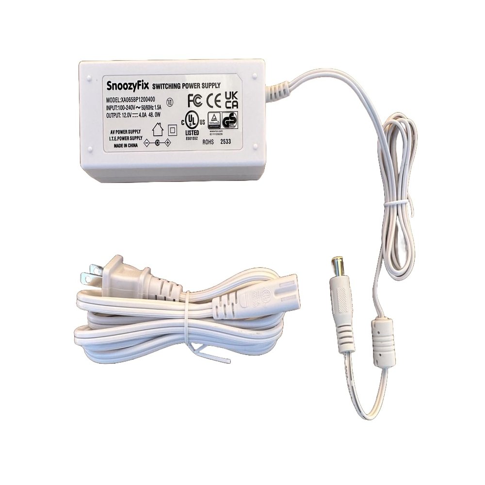 11ft Power Supply for Snoo Smart Sleeper Bassinet (All Models)  12V 4A Charger Adapter, Compatible with Happiest Baby Snoo S1000, White Plug