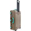 Dark Desert Dirt Pelican 1615 Air case with Teal Handles & latches. Comes Empty & with Wheels. view 2