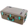 Dark Desert Dirt Pelican 1615 Air case with Teal Handles & latches. Comes Empty & with Wheels. view 3