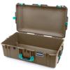 Dark Desert Dirt Pelican 1615 Air case with Teal Handles & latches. Comes Empty & with Wheels. view 4