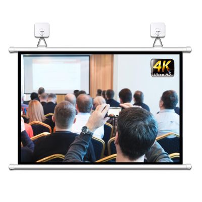 100 Inch Manual Roll-Up Projector Screen Wall-Mounted, 4:3 HD Large Projection Movie Screen for Home Theater, Office, Party