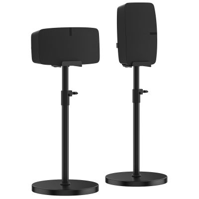 Upgraded Height Adjustable Floor Speaker Stand for Sonos Five & Play 5 Speaker Stand Vertical & Horizontal Speaker Stand for Sonos Play 5 Gen 2 & Sonos Five Stand with Cable Management (Black, 2 Pack)