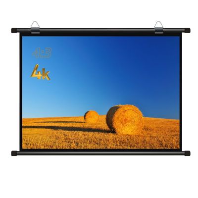 60 Inch Portable Projector Screen Wall-Mounted 84 Inch, 4:3 HD 4K Manual Roll-Up Projection Movie Screen for Home Theater, Office, Party(72 Inch 4:3)