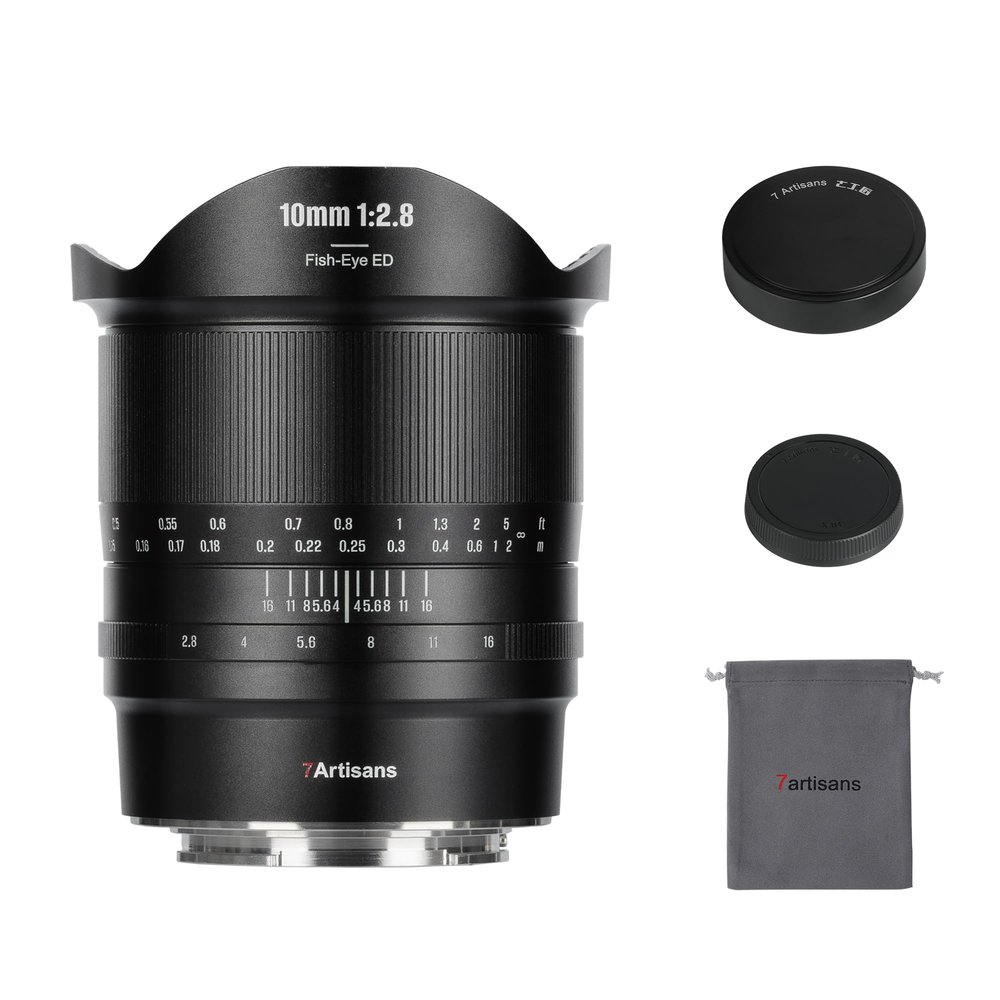 7artisans 10mm F2.8 II Full Frame Ultra Wide Angle Fisheye Lens 185 Manual Focus for Canon RF Mount Mirrorless Cameras, EOS R, R3, RP, R5, R6