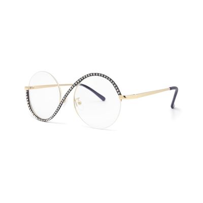 bullabulling Fashion Half round Reading Glass For Women Half-Rim Eyeglass Frame Large lens (white diamond, 2.50, x)