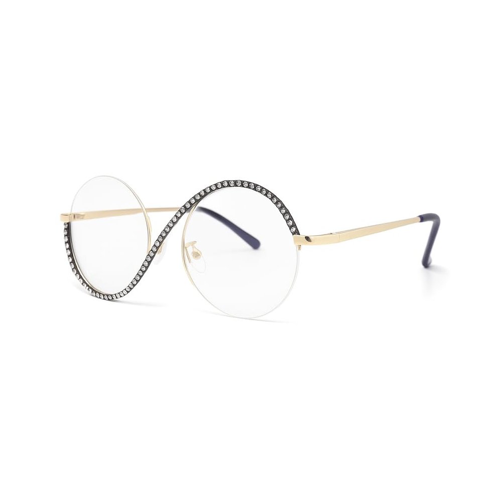 bullabulling Fashion Half round Reading Glass For Women Half-Rim Eyeglass Frame Large lens (white diamond, 2.50, x)
