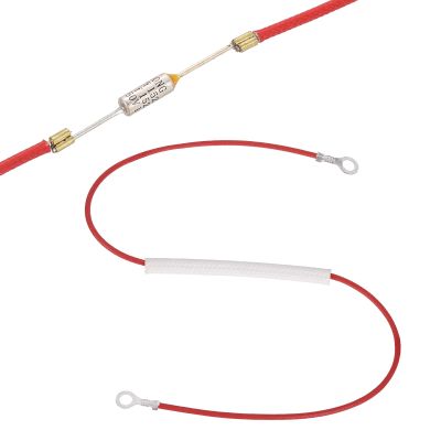 MECCANIXITY Universal Rice Cooker Temperature Fuse, 152C 10A 250V Metal Thermal Fuse with Both End Ring Terminal Fiberglass Sleeving for Electric Pressure Cooker Repair Part