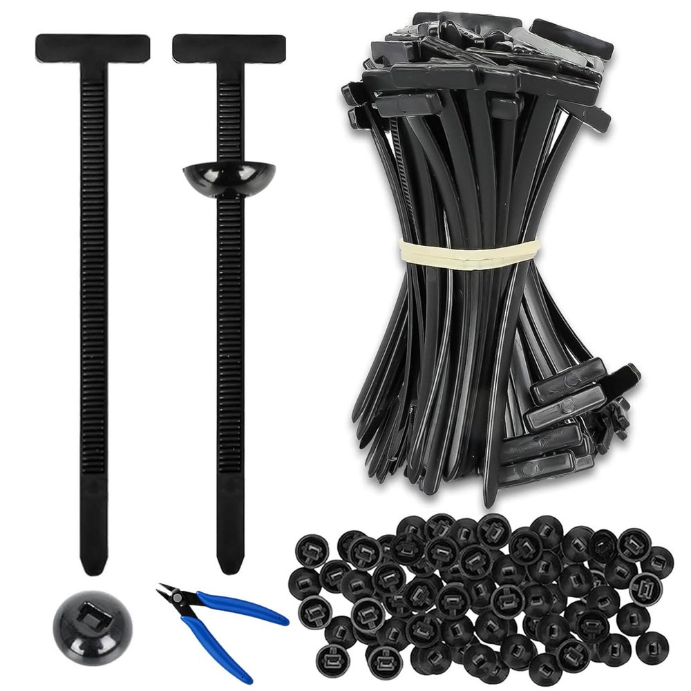 100PCS Nylon Universal Cable Tie Buckle Zip Tie, Multipurpose Self Locking Zip Tie Clips with Pliers for Car Fender, Engine Cover, Mudguard Fastener, Automotive Replacement Screw Fixing