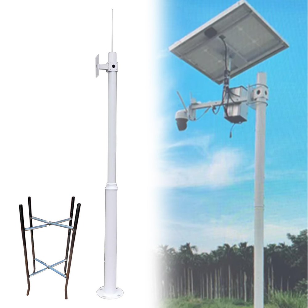 2 4 5 6 M Tall Security Camera Pole Outdoor, Universal Surveillance Camera Post Stand with Ground Cage, Backyard Walkway Intersections Commercial Home Use(3 Sections 14.8ft/4.5m)