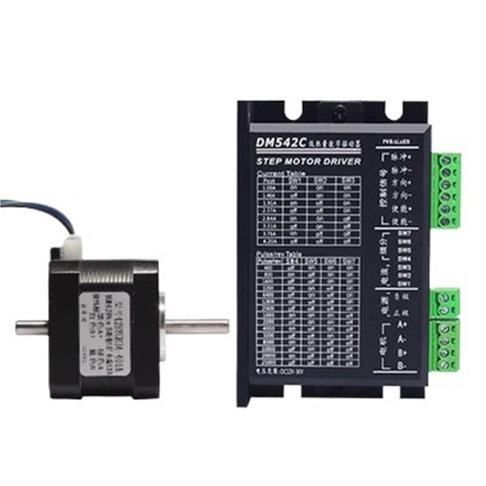 1pcs 0.28N Nema17 Stepper Motor 42BYGH 1.5A 52N.CM 17hs8401S-SZ 42X34mm Motor Double Shaft for 3D Printer Monitor Equipmen(DM542C,with Dupont)