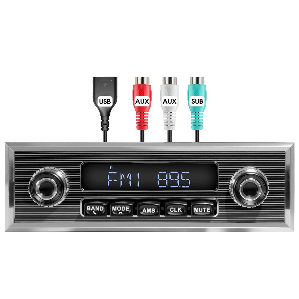Retro Style Classic Car Radio - ABSOSO Bluetooth Single Din Vintage Stereo - AM FM Tuner USB AUX Input 4.1 CHN Subwoofer Output