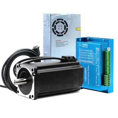 1pcs Nema34 86mm 4.5N 8.5N 12N Closed Loop Stepper Motor Kit + 400W 60V PSU + HBS86H Hybrid Servo Driver + Encoder Cable(12Nm)