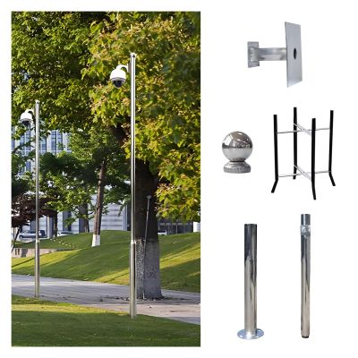 Stainless Steel Pole for Security Camera Detachable, Universal Surveillance Camera Pole Easy Install, 6-20ft Floor Standing Surveillance Camera Post(ligjt grey,H-2m (78 7/10 in))