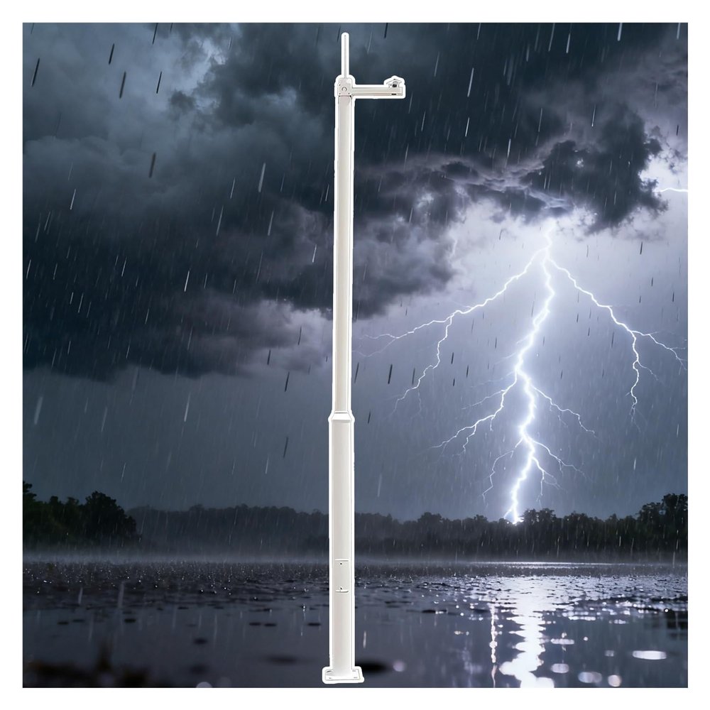 AMUFJJ Thickened Surveillance Camera Pole, Weatherproof Camera Mounting Bracket Poles Column with Lightning Rod for Factory/Construction Site/Farm(B,L 300cm (9.8'))