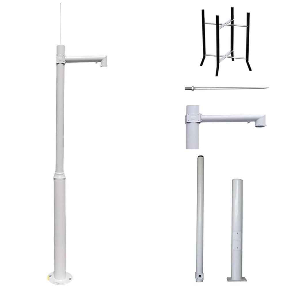 Galvanized Round Steel Tubes Pole for Surveillance Cameras, 6 8 10 16 20 Feet Removable Security Camera Pole Column Bracket, Load 220lbs(Light Coffee,L 3.0m (9.8'))