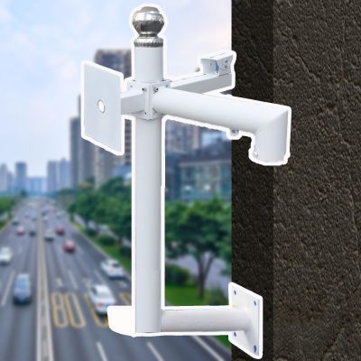Wall Mount Security Camera Pole for 3 Surveillance, 0.5-2.0 m Flag Monitoring Pole for Gun & Dome, Outdoor CCTV/IP Camera Tubes Pole for Corner(1.2 m(3.94 ft))