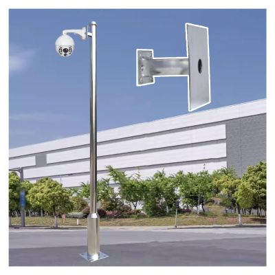 2-3 Sections Assembled Surveillance Camera Stand, Residential & Commercial CCTV Camera Pole Mount Bracket, Surveillance Poles for Villages/Estate(ligjt grey,177.2in/450cm)