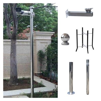 Stainless Steel Pole for Security Camera Detachable, Universal Surveillance Camera Pole Easy Install, 6-20ft Floor Standing Surveillance Camera Post(B,H-2 1/2 m (98 2/5 in))