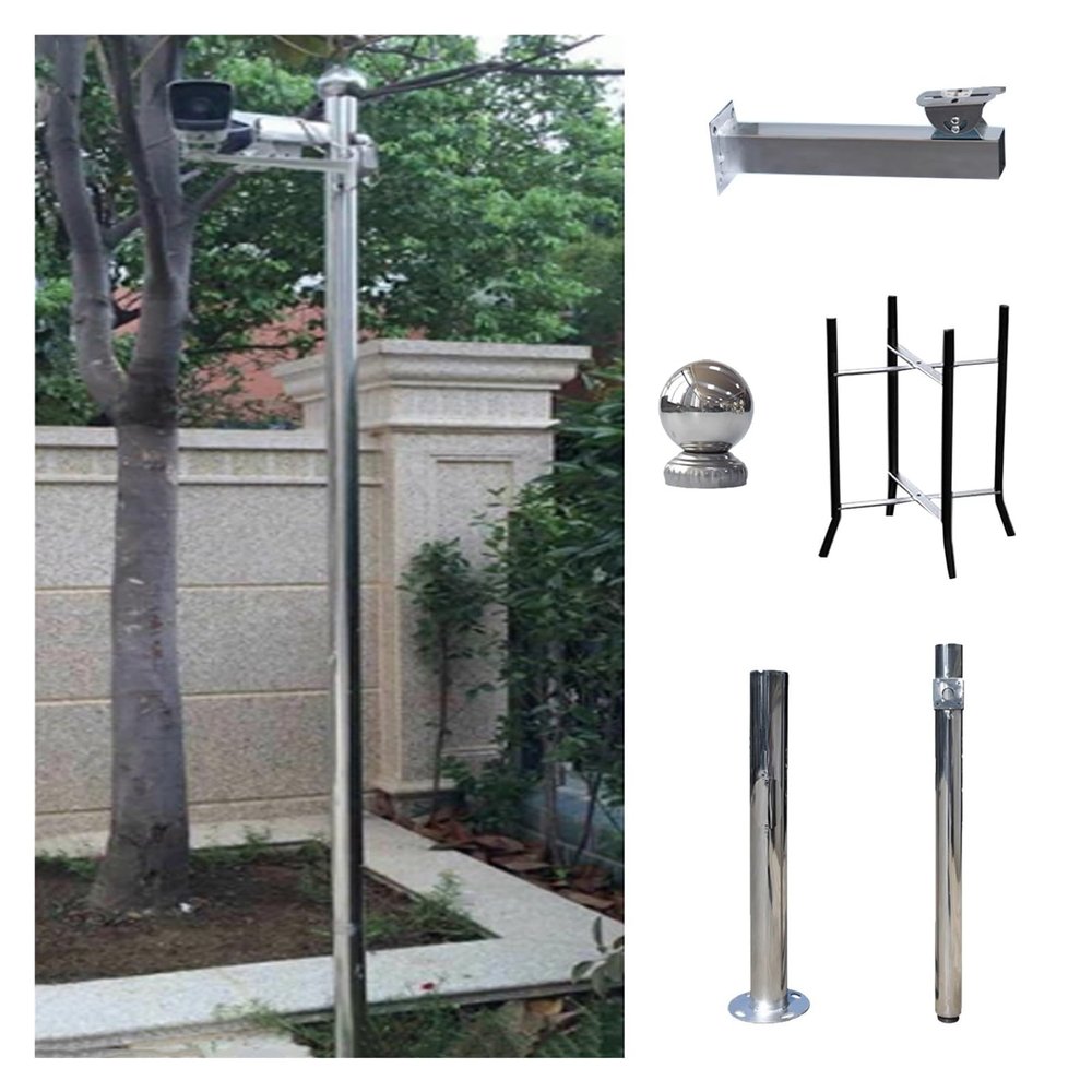 Stainless Steel Pole for Security Camera Detachable, Universal Surveillance Camera Pole Easy Install, 6-20ft Floor Standing Surveillance Camera Post(B,H-2 1/2 m (98 2/5 in))