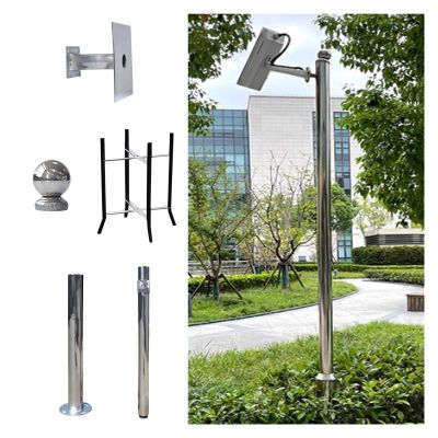 6.6-19.7ft Security Camera Pole Outdoor, Universal Surveillance Camera Post Stand with 1 Brackets, Backyard Walkway Industrial Commercial Home Use(ligjt grey,236.2in(6 m))