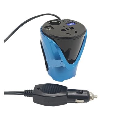 150W cup-shaped car inverter 12 V to 220V USB=QC3.0+2.4A