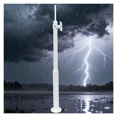 AMUFJJ Thickened Surveillance Camera Pole, Weatherproof Camera Mounting Bracket Poles Column with Lightning Rod for Factory/Construction Site/Farm(ligjt Grey,L 250cm (8.2'))