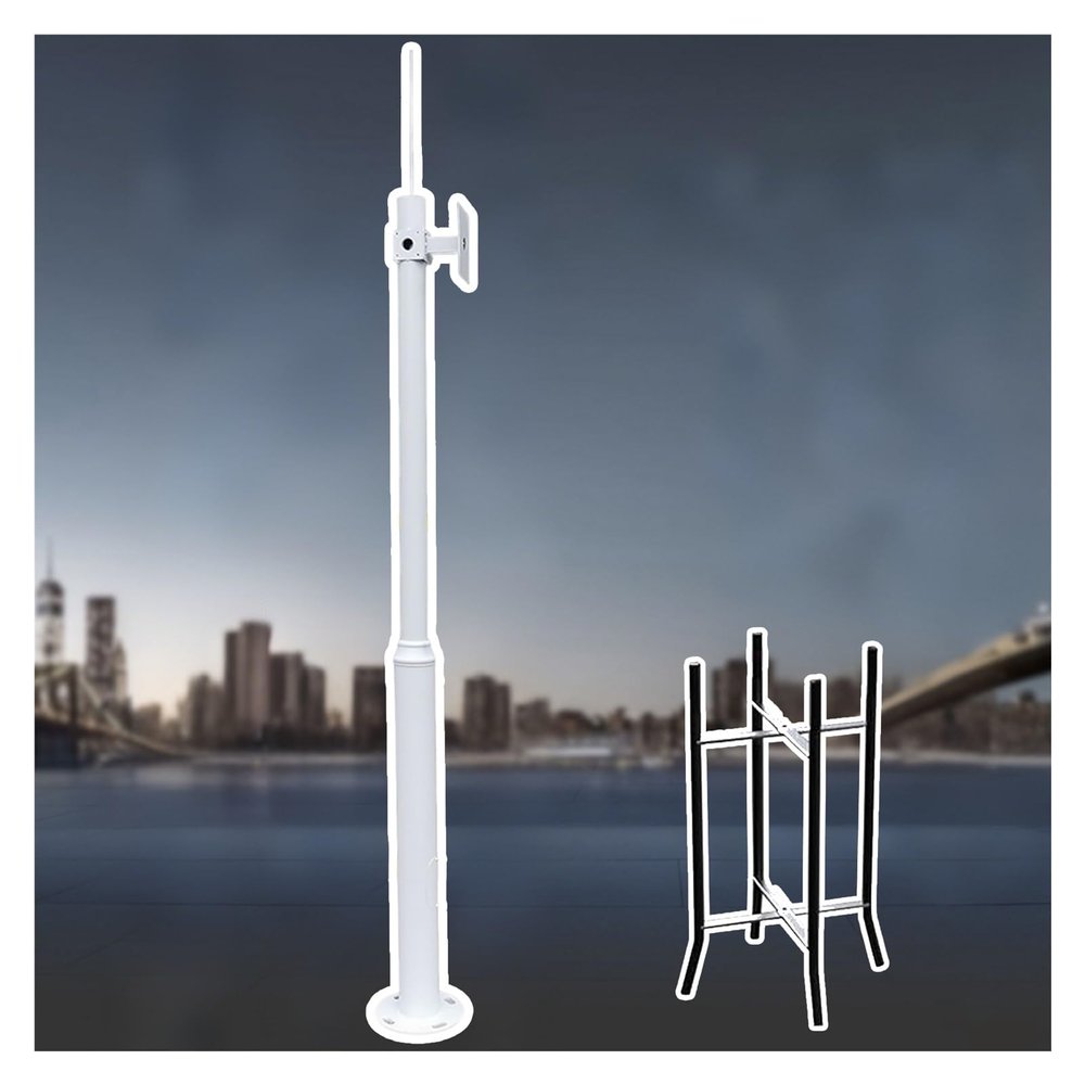 AMUFJJ City Road/Highway/Parking Lot Surveillance Pole, Universal Security Camera Pole Mount Bracket, Freestanding Surveillance Stand Post Rod(ligjt Grey,L 350cm (11.5ft))