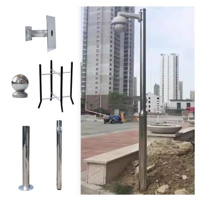 6 8 10 12 13 15 16 20ft Extra-long Security Camera Pole Mount Outdoor, Splicing Surveillance Cameras Holder Column, Detachable Street Lamp Post Stand(ligjt grey,6 m (19 7/10 ft))