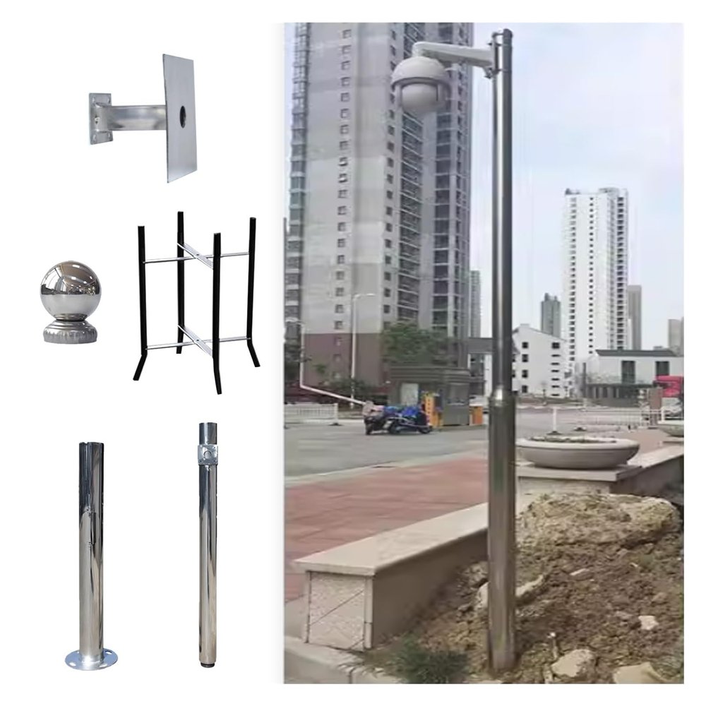 6 8 10 12 13 15 16 20ft Extra-long Security Camera Pole Mount Outdoor, Splicing Surveillance Cameras Holder Column, Detachable Street Lamp Post Stand(ligjt grey,6 m (19 7/10 ft))
