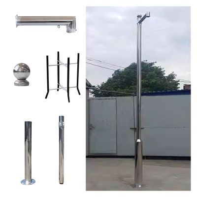 6 8 10 12 13 15 16 20ft Extra-long Security Camera Pole Mount Outdoor, Splicing Surveillance Cameras Holder Column, Detachable Street Lamp Post Stand(Light Coffee,4 m (13 1/10 ft))