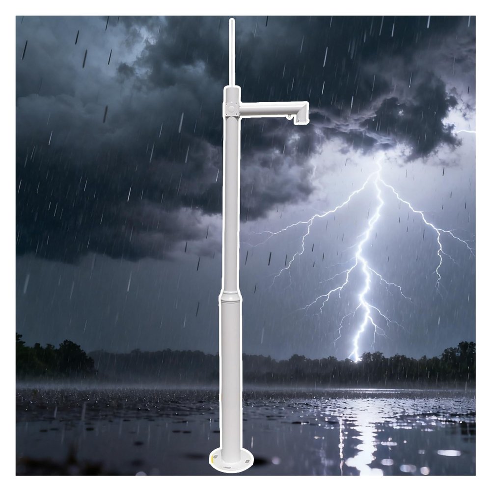 AMUFJJ Thickened Surveillance Camera Pole, Weatherproof Camera Mounting Bracket Poles Column with Lightning Rod for Factory/Construction Site/Farm(Light Coffee,L 250cm (8.2'))
