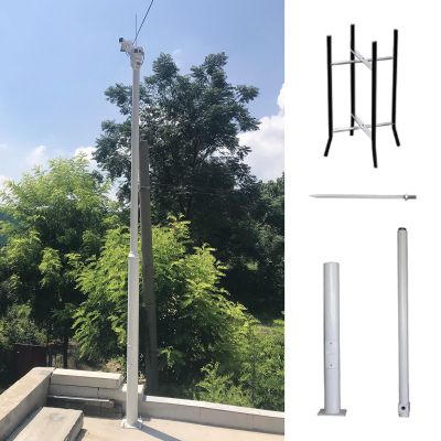 Monitor Camera Mount Pole with Rebar Cage Base/ 4 Brackets, Heavy Duty Video Surveillance Camera Post/Detachable Spliced Poles, Security Camera Post Outdoor Area(6.0m/19.7ft)