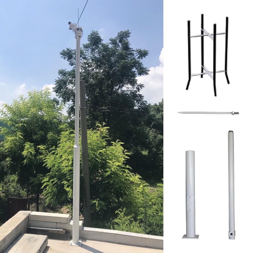 Monitor Camera Mount Pole with Rebar Cage Base/ 4 Brackets, Heavy Duty Video Surveillance Camera Post/Detachable Spliced Poles, Security Camera Post Outdoor Area(6.0m/19.7ft)