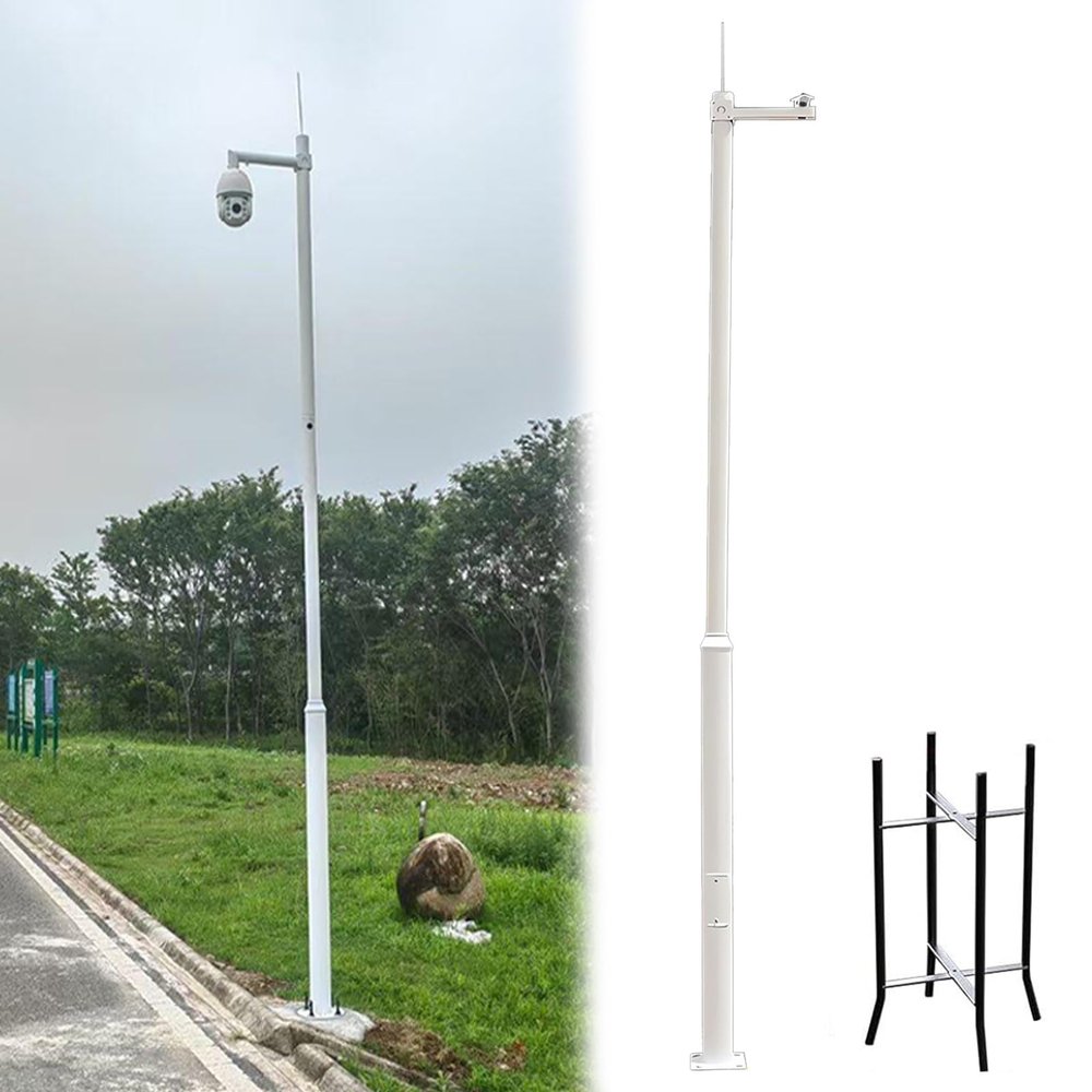 AMUFJJ 20 12 10 8 FT Home Security Camera Extension Pole, Outdoor Removable Surveillance Poles Post for Parking Lot/Walkway, with Ground Cage(B,6m (19.7ft))