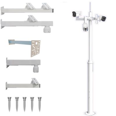 5 8 10 12 ft Tall Surveillance Poles with 5 Mounting Arms, Heavy Duty Camera Pole for Roof Inspection/Outdoor, Security Surveillance Pole(1.5 m (4.9 ft))