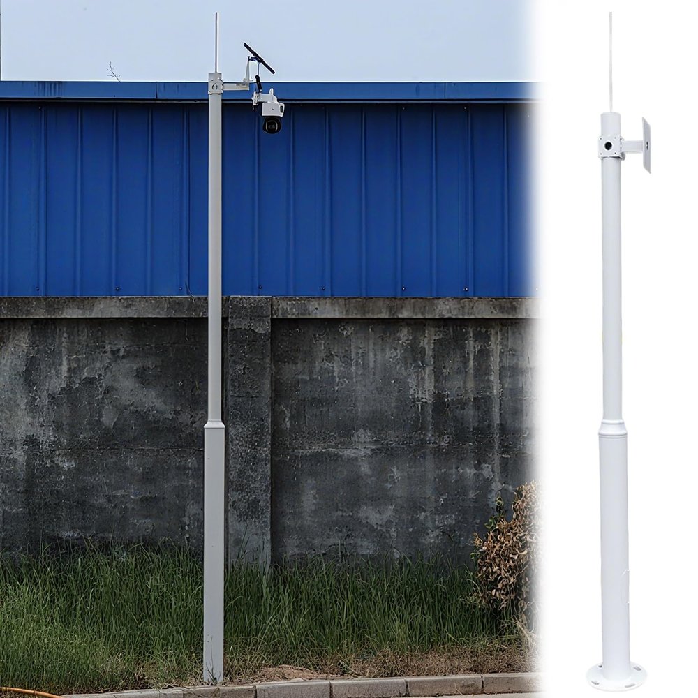 Ground Mounting Pole for Security Camera, Detachable Surveillance Stand Post with Ground Cage for Backyard/Walkway, Industrial Commercial Home Use(ligjt Grey,H 3.0m (9.8'))