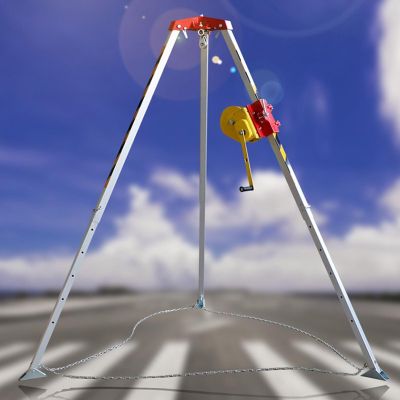 BYFSRUS Emergency Rescue Tripod - 3-Point Aluminum Rescue Equipment for Confined Spaces, 1800lbs Winch, 98ft Cable, Fall Protection & Safety for Wells, Manholes & Road Use.