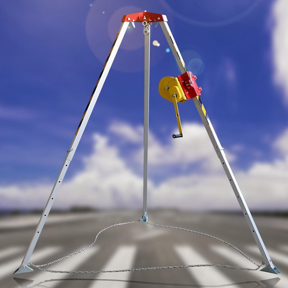 BYFSRUS Emergency Rescue Tripod - 3-Point Aluminum Rescue Equipment for Confined Spaces, 1800lbs Winch, 98ft Cable, Fall Protection & Safety for Wells, Manholes & Road Use.