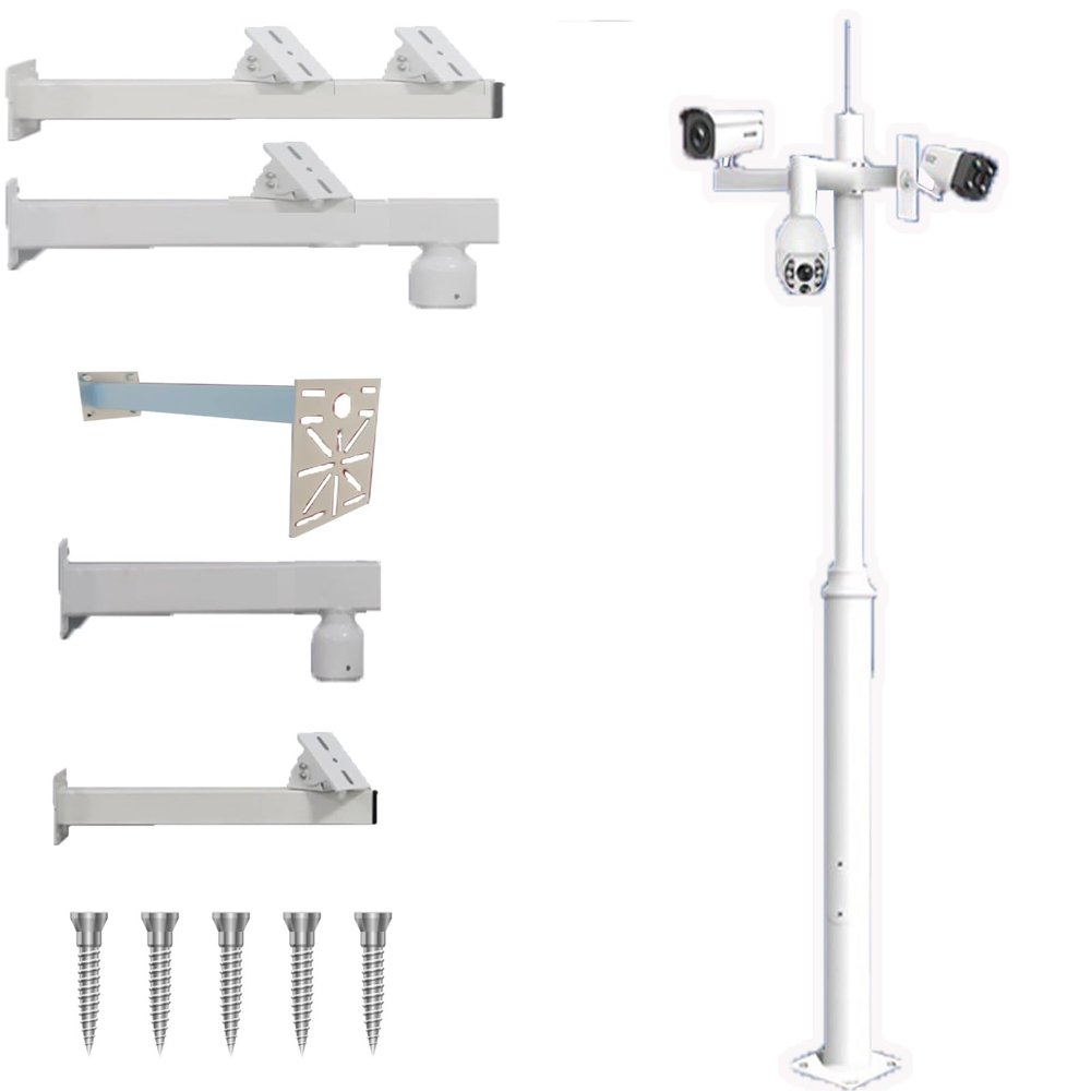 5 8 10 12 ft Tall Surveillance Poles with 5 Mounting Arms, Heavy Duty Camera Pole for Roof Inspection/Outdoor, Security Surveillance Pole(1.0 m (3.3 ft))