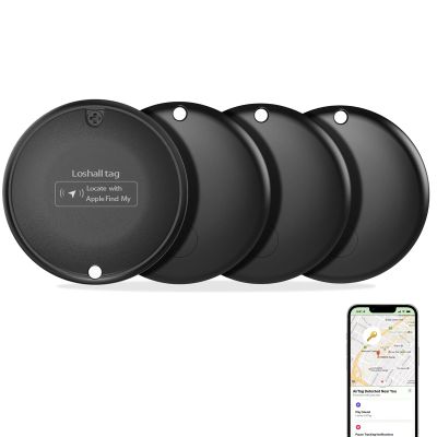 Air Tracker Tags Mini with Apple Find My APP (iOS Only), Tracking Device Locator Looshall Tag Finder and Item Locator for Luggage, Keys, Wallet, Bike, Pets, Bags (Black4pack)